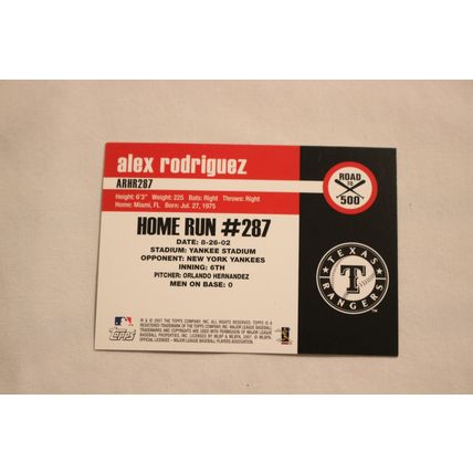 Alex Rodriguez 2007 Topps ROAD TO 500 ARHR278 Home Run #278