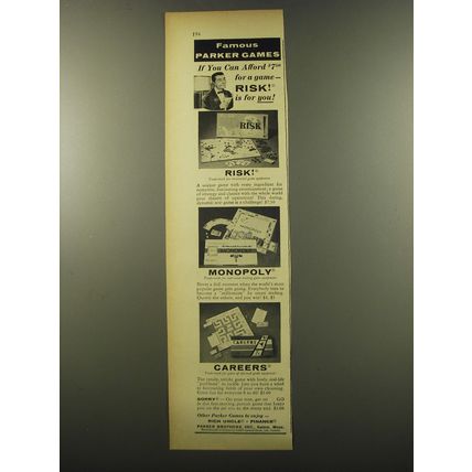 1959 Parker Brothers Games Advertisement - Risk!, Monopoly and Careers
