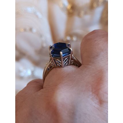 Minas Gerais Twilight Quartz Fancy Cut Ring Sz P½- Q Platinum Overlay 925 Silver