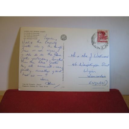 EMERALD GROTTO, CONCA DEI MARINI, AMALFI, ITALY used vintage postcard 1963 pm =