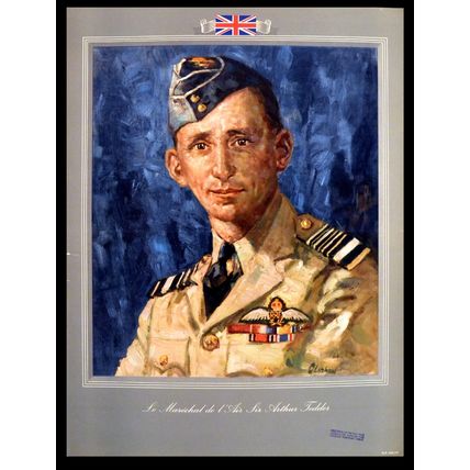 AIR CHIEF MARSHAL SIR ARTHUR TEDDER William Oliphant Hutchison 1945 UK POSTER #C
