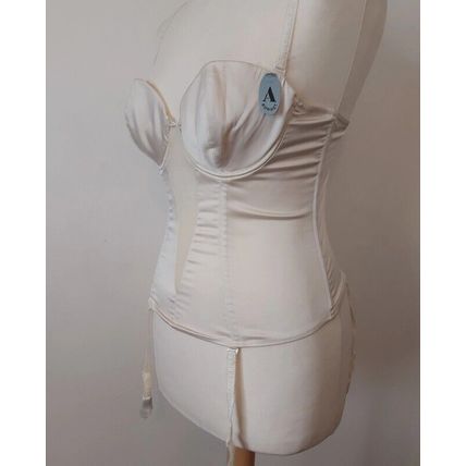 Cream Corset Bustier Burlesque Basque Lace Suspenders cream lingerie S XS 8 34B