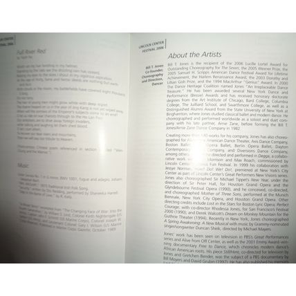 BILL T. JONES / ARNIE ZANE DANCE COMPANY : BLIND DATE - PLAYBILL - JULY 2006