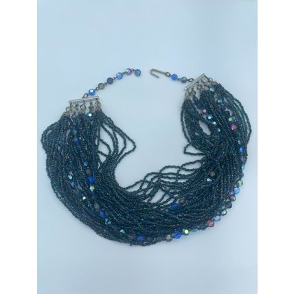 Blue Beaded Necklace-Elegant VTG Hook