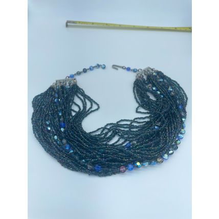 Blue Beaded Necklace-Elegant VTG Hook