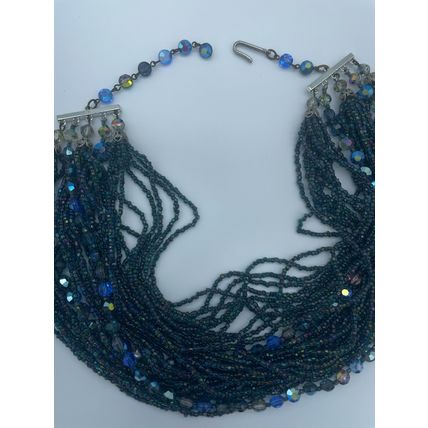 Blue Beaded Necklace-Elegant VTG Hook