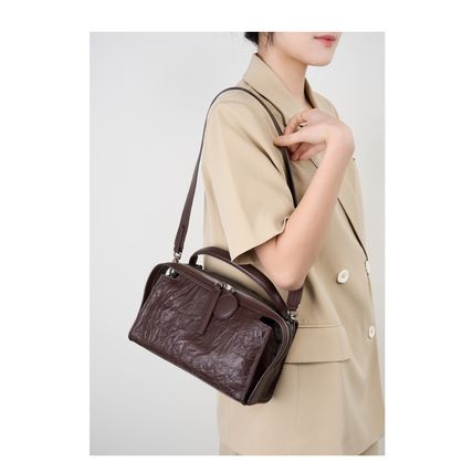 Genuine Leather Women Shoulder Handbags Brown