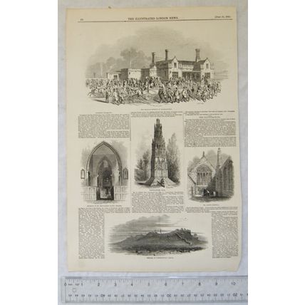 1847 engravings of Northampton - Railway Station, Round Church, Castle, St. John