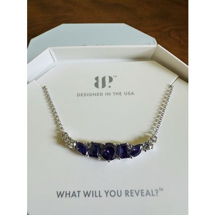 NIB Bomb Party Necklace RBP8841 W/My Whole Heart Dark Purple Topaz CZ Rhodium P