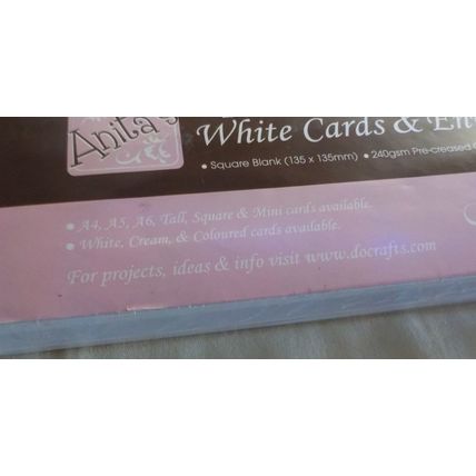 Anita's Square Quality White Cards & Envelopes (135mm x 135mm) - NEW & SEALED