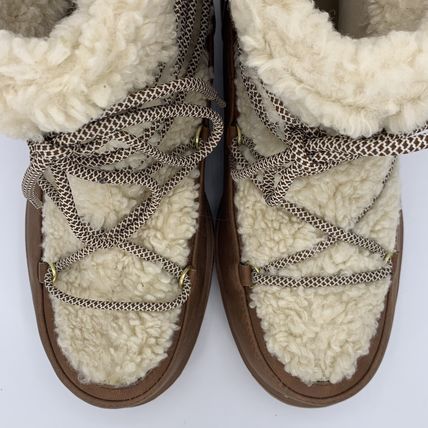 Torrid Shearling Winter Boots 9WW Wide Wide Brown Lace Ankle Wrap Chunky Sole