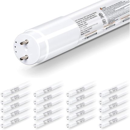 Hykolity 20 Pack 4FT LED T8 Hybrid Type A+B Light Tube, 18W, Plug & Play or Ball