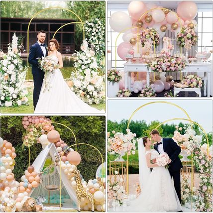 7.2FT, 6.6FT Set of 2 Wedding Arch Backdrop Stand, Gold Metal Balloon Arch Stand