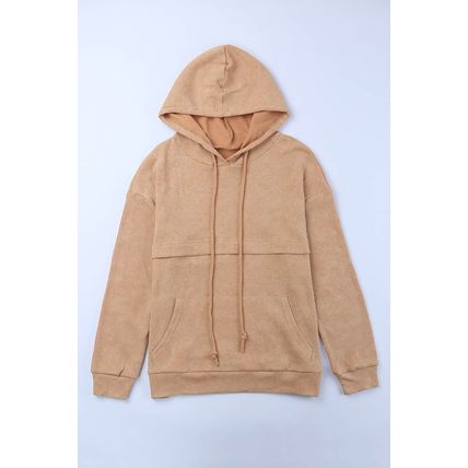 Waffle Knit Kangaroo Pocket Hooded Sweatshirt