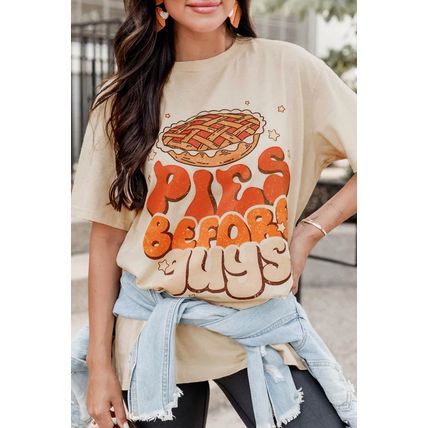 Khaki PIES BEFORE GUYS Thanksgiving Fashion Tee