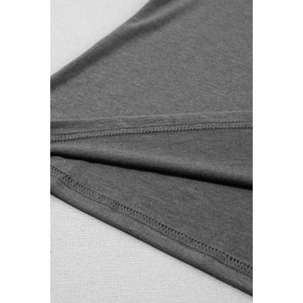 Carbon Grey Fashion Petal Sleeve V Neck T Shirt