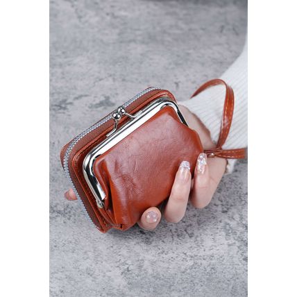 Chestnut Minimalist Wristlet PU Leather Coin Purse