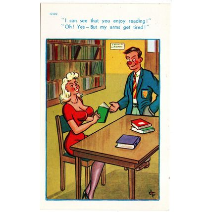 SAUCY SEASIDE COMIC POSTCARD by D.F. No.12100 PUBLISHED by BROOK (4324)
