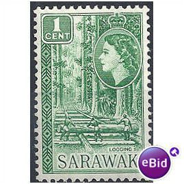 Sarawak 1957 SG188 1c Green Mounted Mint