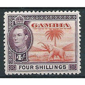 Gambia 1938 SG159 4/- Vermillion & Purple Mounted MInt ... .