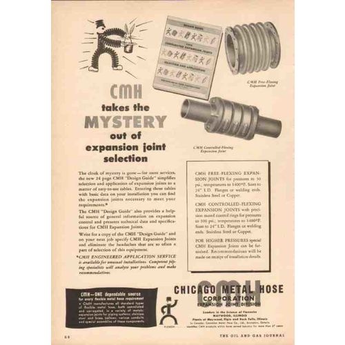 chicago metal hose corp 1950 cmh mystery expansion joint vintage ad