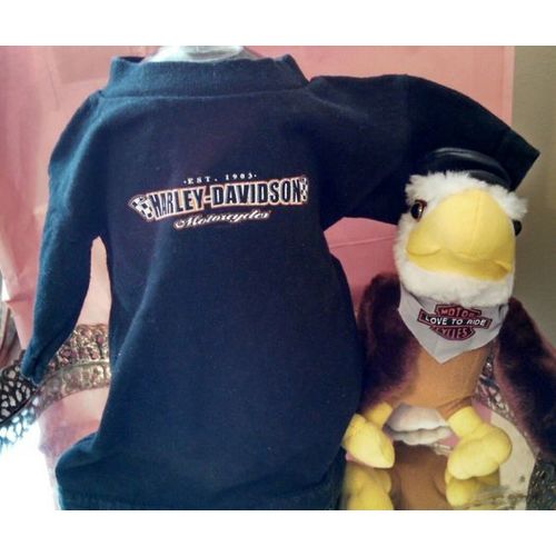 Harley Davidson infant 12 mos tshirt and plush toy baby biker buddies 2pc lot