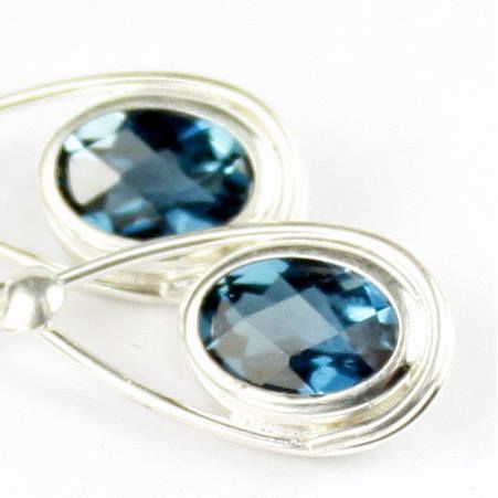 London Blue Topaz, 925 Sterling Silver Leverback Earrings, SE008