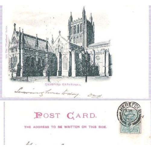 Hereford - Cathedral - undivided back postcard by Wyndham - local pmk 1902
