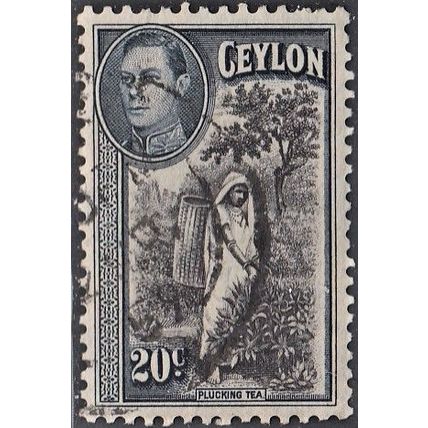 CEYLON, 1938-52 20c George VI, SG 391 (Scott 283), used