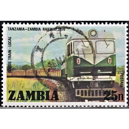 ZAMBIA, 1976 25n Goods Train, SG256 (Scott #165), used