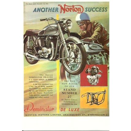 Advertising NORTON DOMINATOR Postcard (Mayfair BB 651)