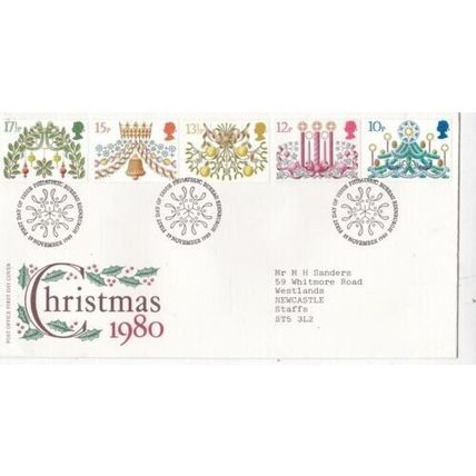 GB 1980 Christmas FDC Bureau Cancel written with enclosure VGC
