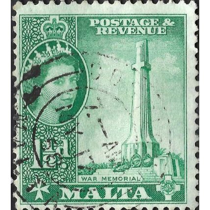 MALTA, Elizabeth II, War Memorial, Floriana, green 1956, 1½d, #3
