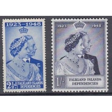 Falkland Island Dependencies 1948 Royal Silver Wedding set SG G19/20 U/Mint