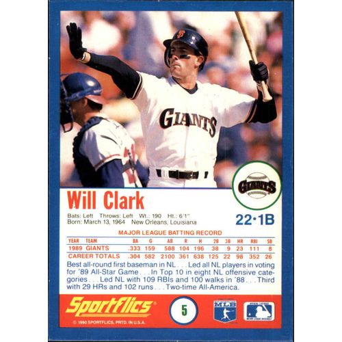 1990 Sportflics Will Clark