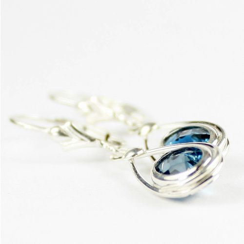 London Blue Topaz, 925 Sterling Silver Leverback Earrings, SE008