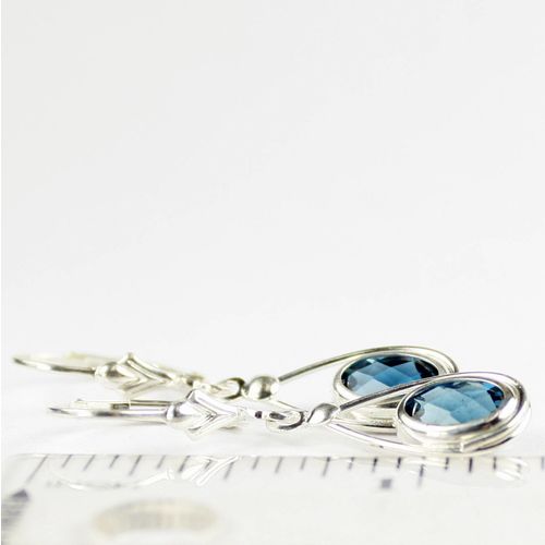 London Blue Topaz, 925 Sterling Silver Leverback Earrings, SE008