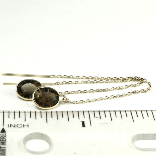 Smoky Quartz, 14KY Gold Threader Earrings, E005