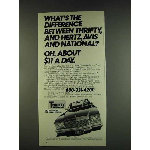 1978 Thrifty Rent-a-car Ad - What's the Difference