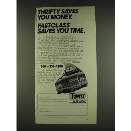 1978 Thrifty Rent-a-car Ad - Saves You Money