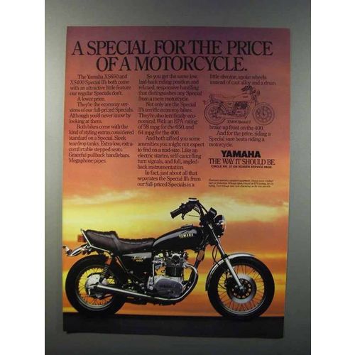 1981 Yamaha XS650 and XS400 Special II Motorcycles Ad - A Special