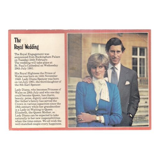 H.R.H PRINCE OF WALES & LADY DIANA SPENCER 1981 unused postcard pre-wedding =