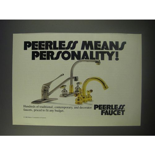 1990 Peerless Faucets Ad - Peerless means personality