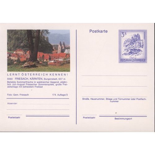 Austria unused - 3s pre-paid - Friesach, Karnten, Burgenstadt