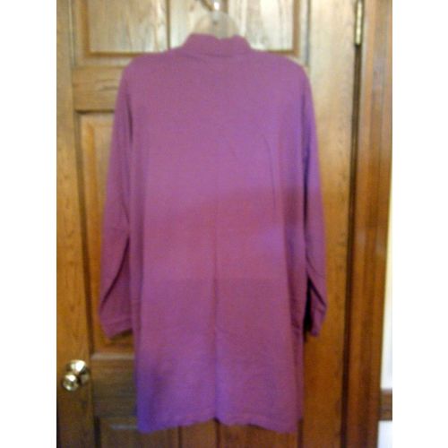 Roaman's Purple Cotton Mock Neck Tunic Top - Size 18/20
