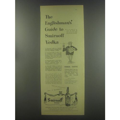 1954 Smirnoff Vodka Ad - The Englishman's guide to Smirnoff Vodka