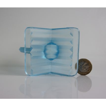 Art Deco Rosice Frosted Blue Glass Creamer With Clear Panels.