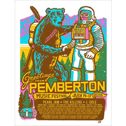 2016 PEMBERTON MUSIC FESTIVAL PEARL JAM CONCERT POSTER #/150 AMES S/N 7/14 15 16