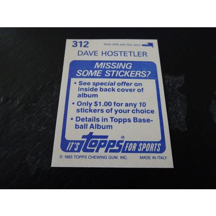 1983 Topps Stickers # 312 Dave Hostetler Very Good-Excellent (4) Texas Rangers