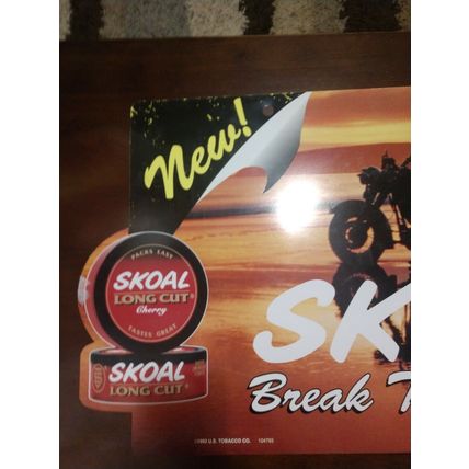 Skoal 1993 Plastic Two Sided Long Cut Sign